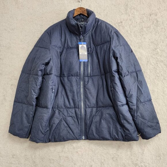 NEW Nautica Mens Water & Wind Resistant Quilted Full Zip Jacket LBlue Poly